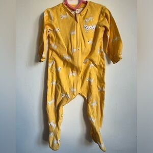 Pekkle Organic Cotton Unisex One Piece Pyjama - Yellow Cat - 9 Months